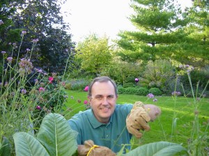 Kirk R. Brown in his garden